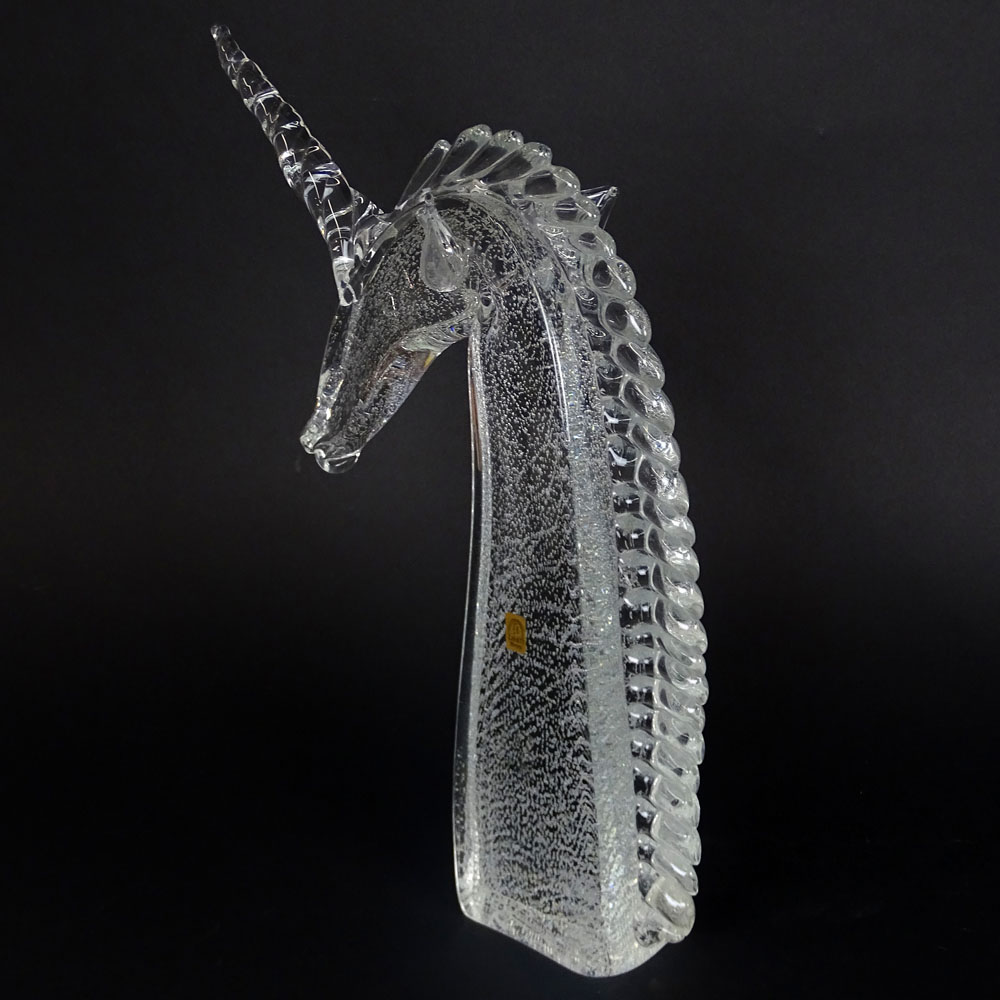 Large Vetri Murano Licio Zanetti Glass Unicorn Sculpture.