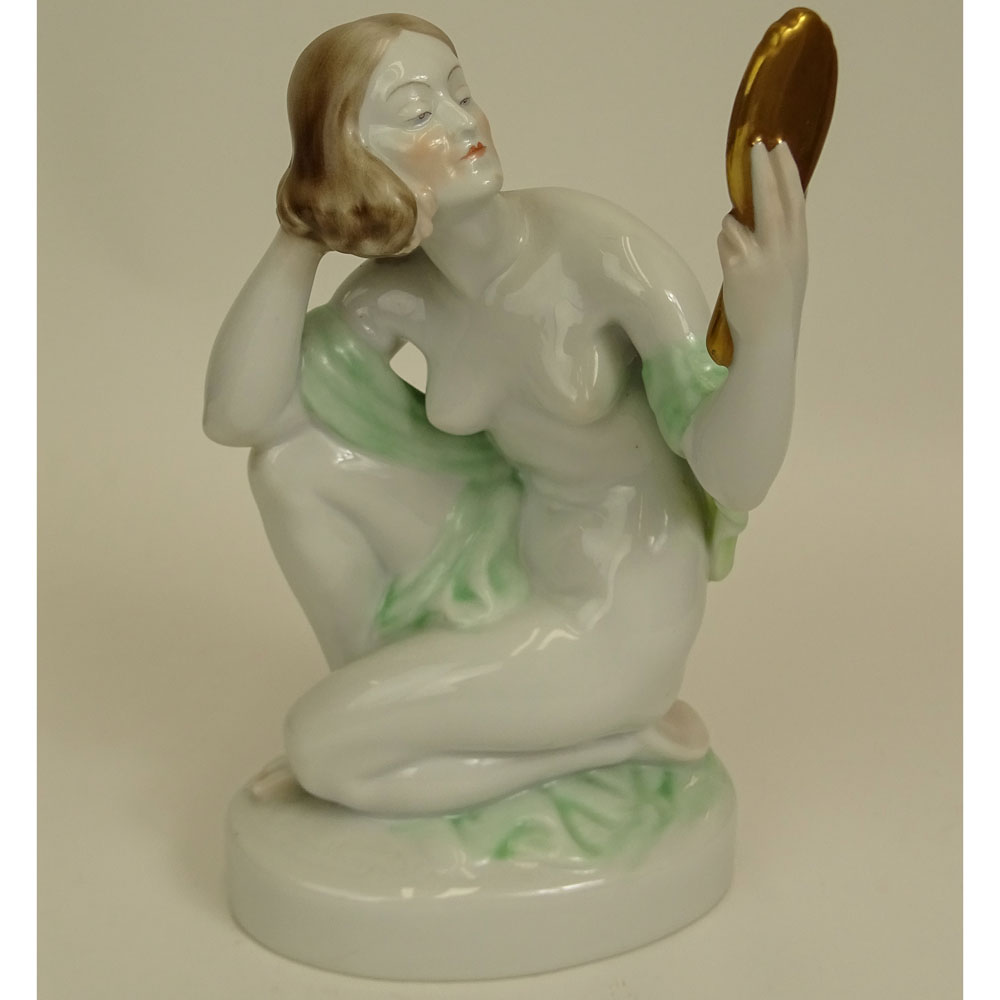 Herend Porcelain Figurine "Lady With Mirror" 