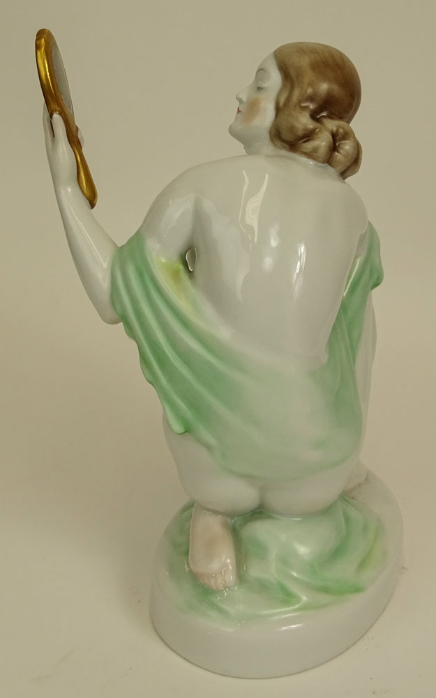 Herend Porcelain Figurine "Lady With Mirror" 