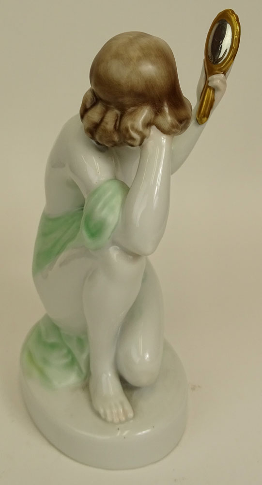 Herend Porcelain Figurine "Lady With Mirror" 