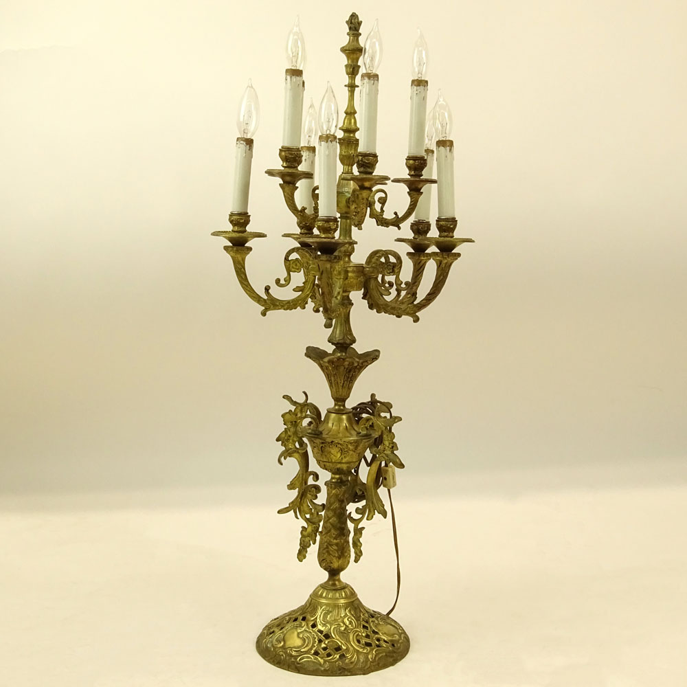 20th Century Ten (10) Light Bronze Candelabra.