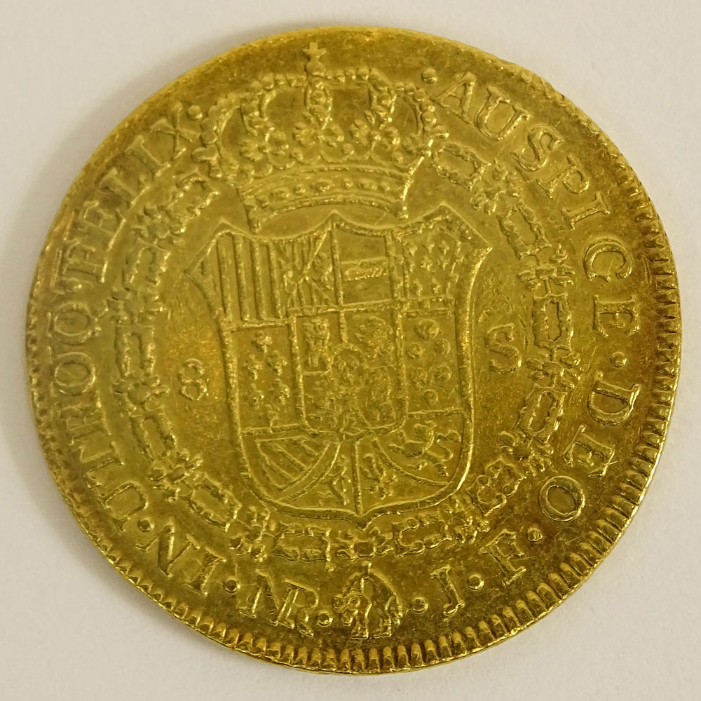 1818 Spanish 8 Escuedos Gold Coin "FERDND