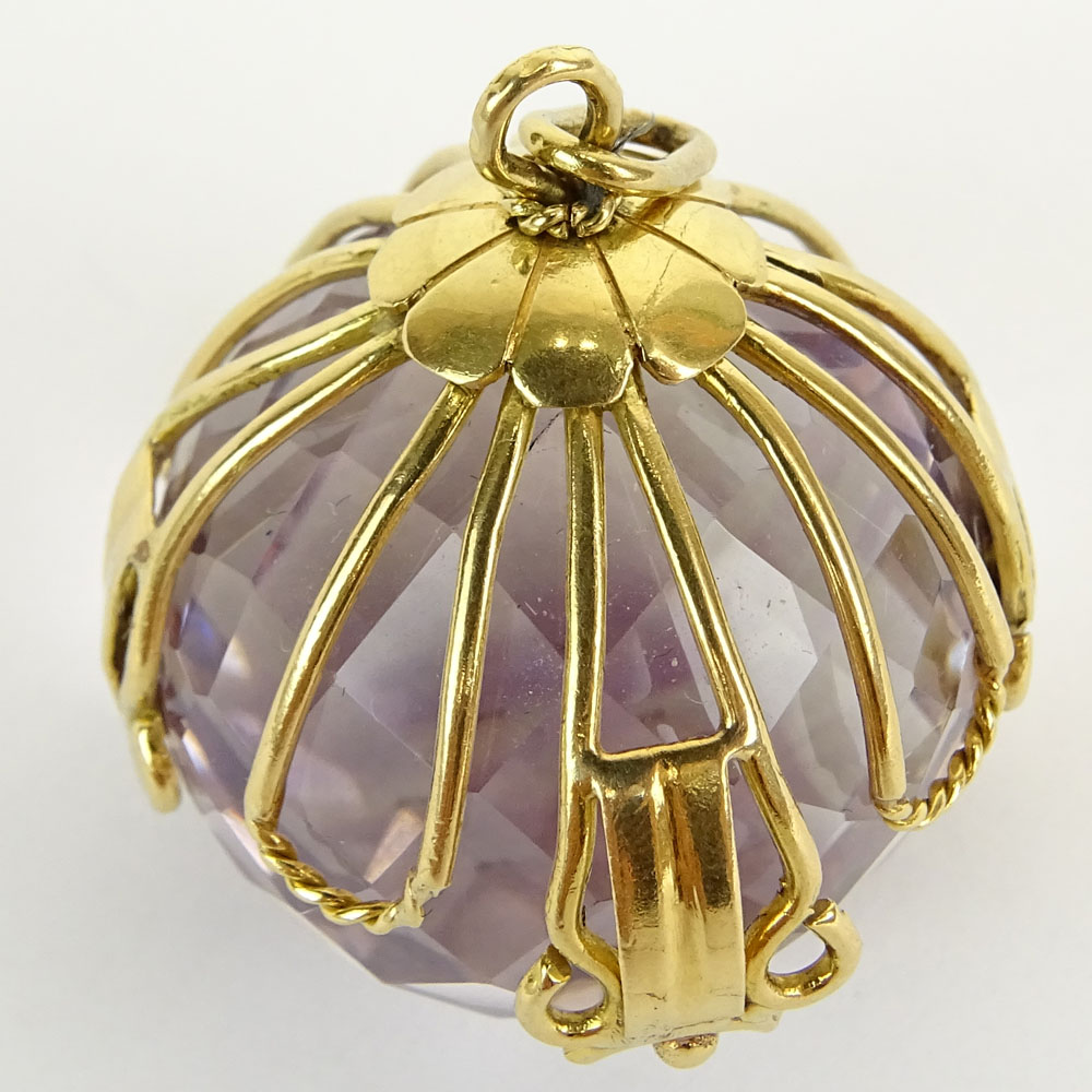 Lady's Vintage 18 Karat Yellow Gold and Briolette Amethyst Pendant.