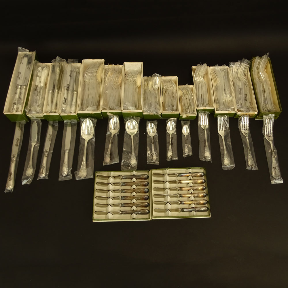 Huge Christofle France "Marly" One Hundred Eighty (180) Piece Set Of Silver Plate Flatware. 