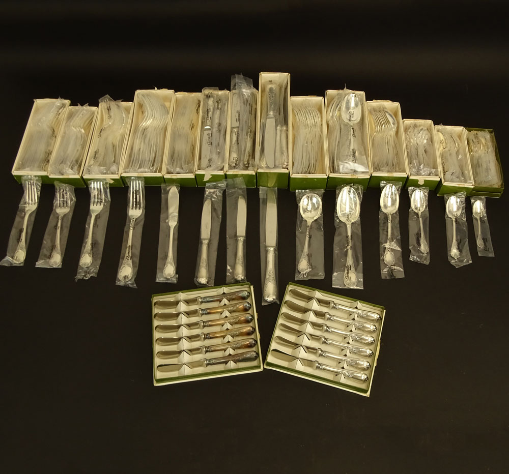 Huge Christofle France "Marly" One Hundred Eighty (180) Piece Set Of Silver Plate Flatware. 