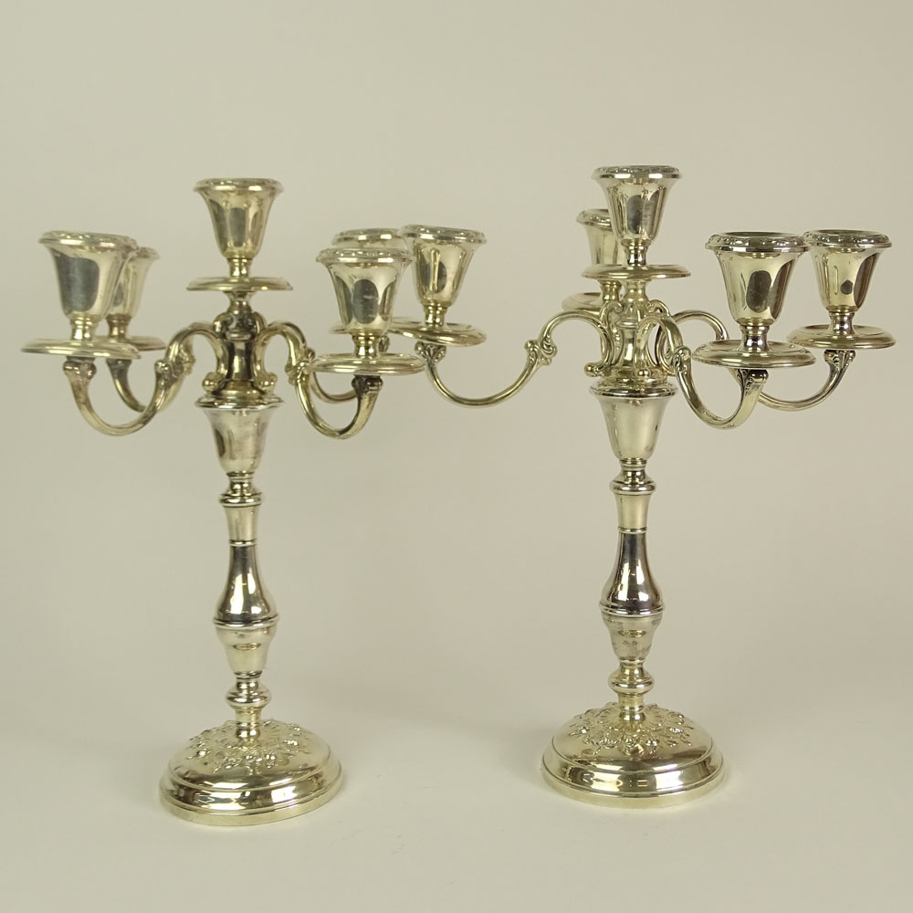 Pair of Gorham Weighted Silver 5 Light Candelabra.