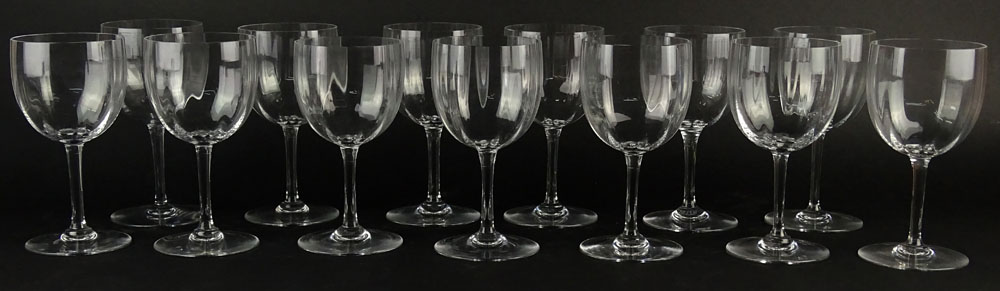 Set of Thirteen (13) Baccarat Montaigne-Optic Tall Water Glasses.