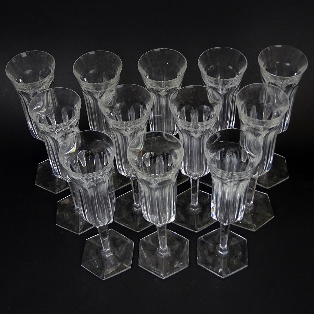 Twelve (12) Baccarat Malmaison Crystal Champagne Flutes.