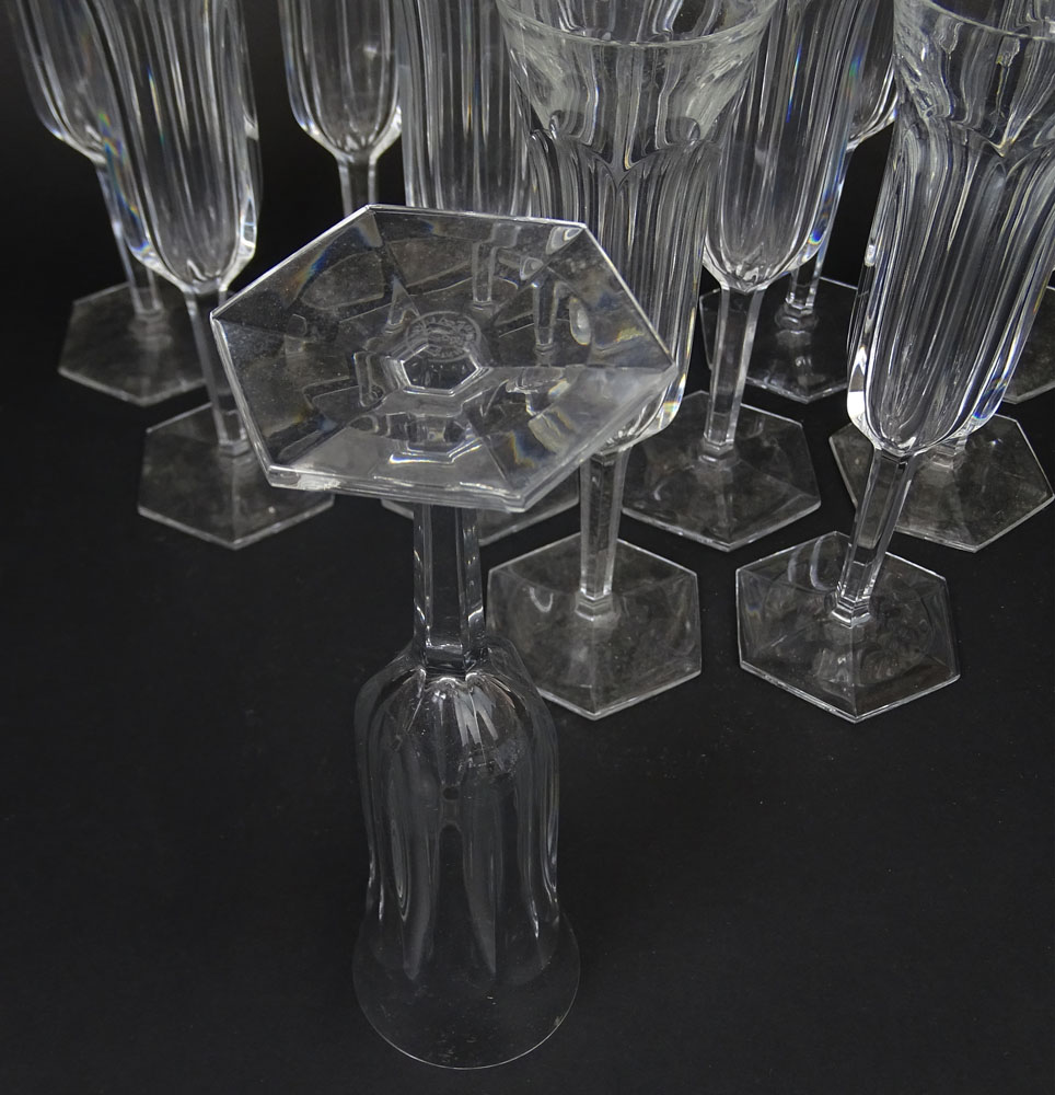 Twelve (12) Baccarat Malmaison Crystal Champagne Flutes.