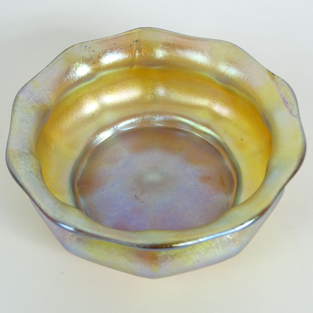 Tiffany Gold Favrile Iridescent Glass Bowl.