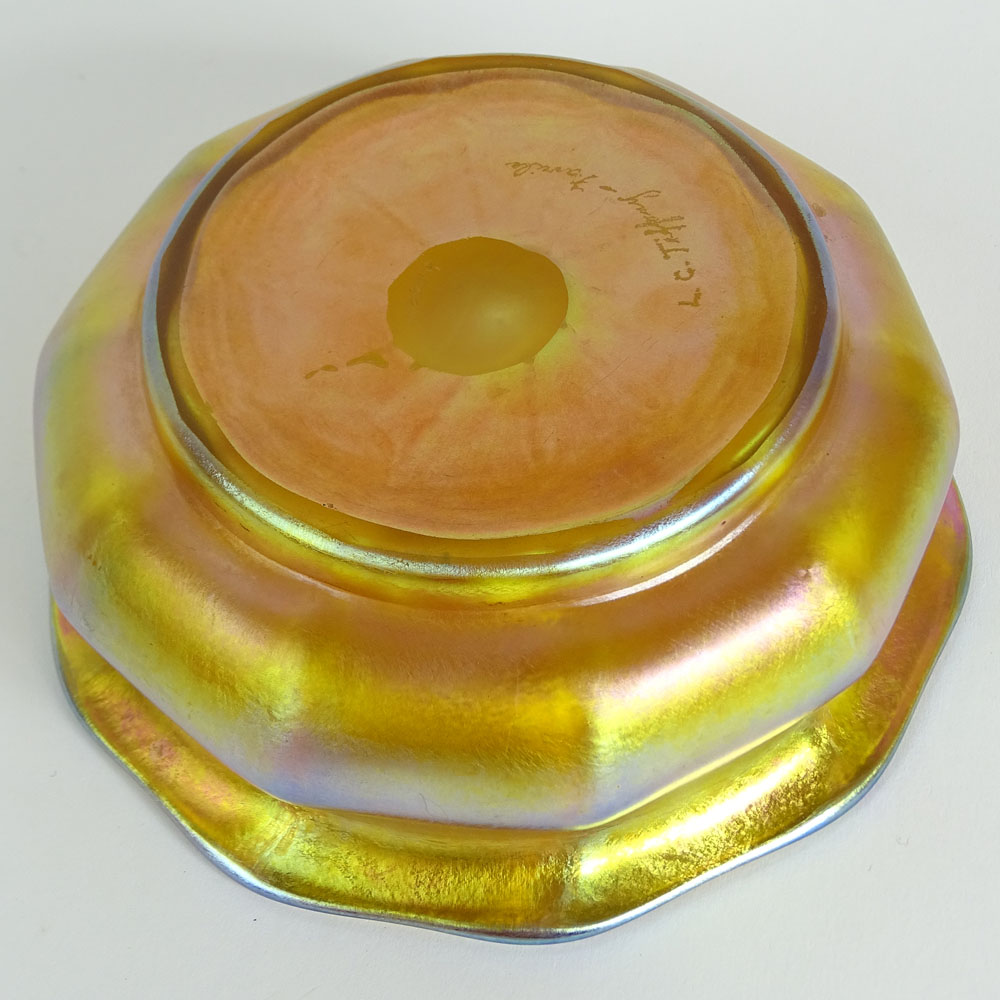 Tiffany Gold Favrile Iridescent Glass Bowl.