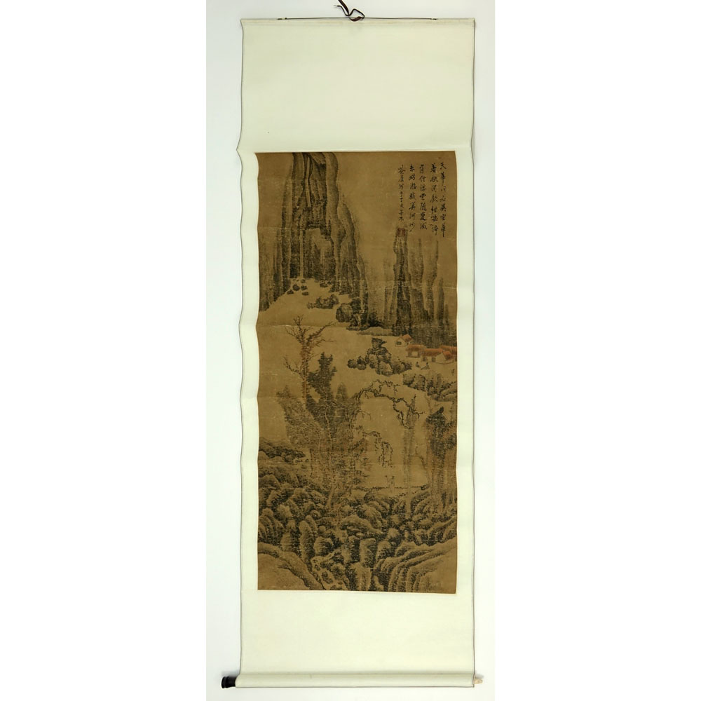 Antique Chinese Hand Painted Scroll on Paper.