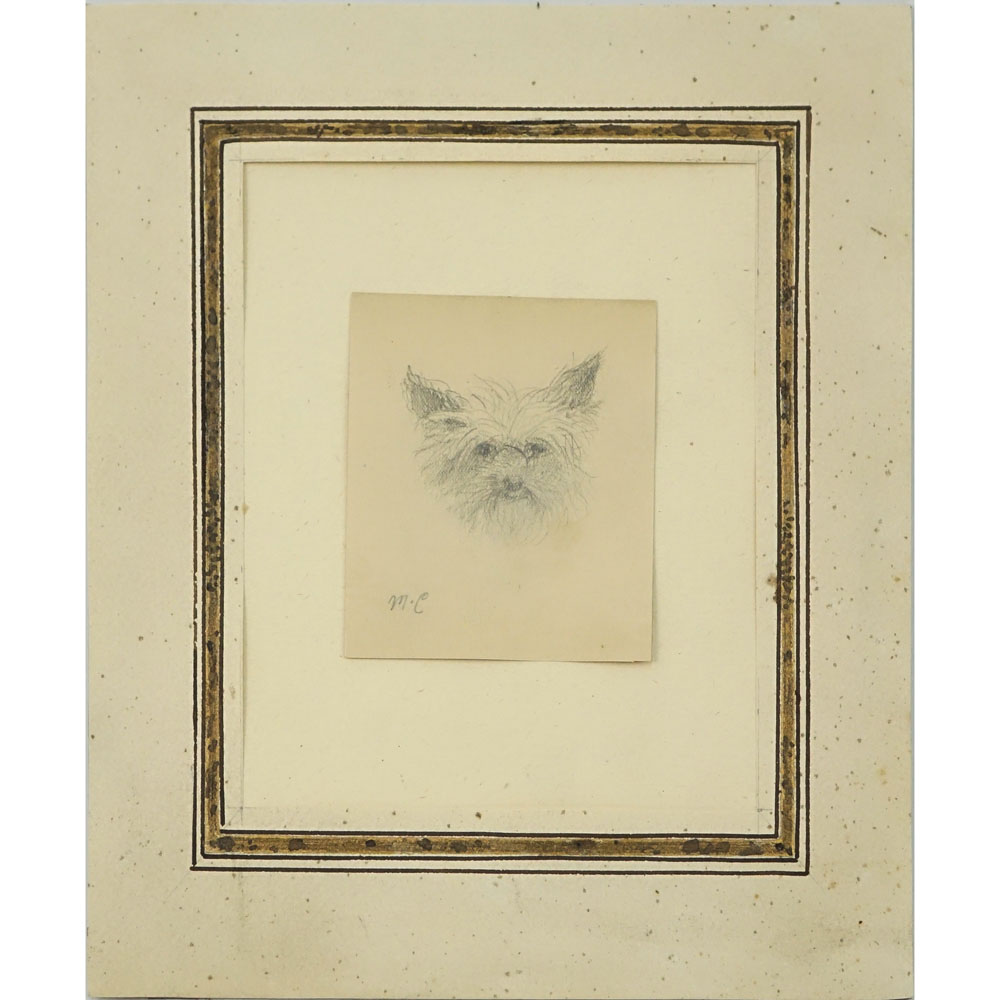 19/20th Century American School Pencil sketch on paper "Dog". 