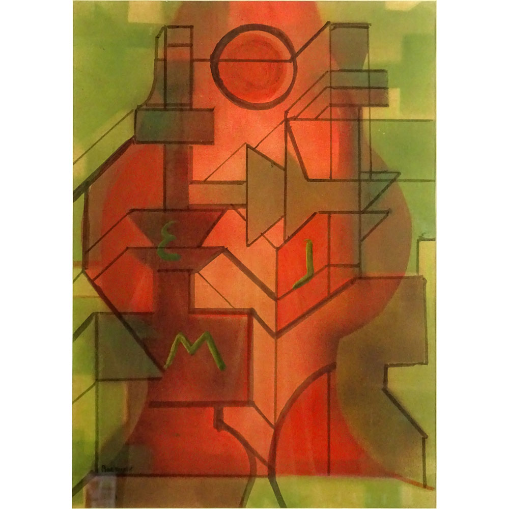 Sándor Bortnyik, Hungarian (1893-1976) Mixed media on paper "Constructivist Composition"