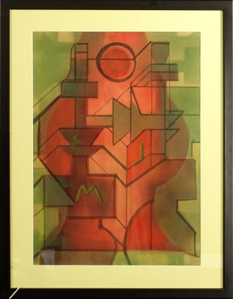 Sándor Bortnyik, Hungarian (1893-1976) Mixed media on paper "Constructivist Composition"