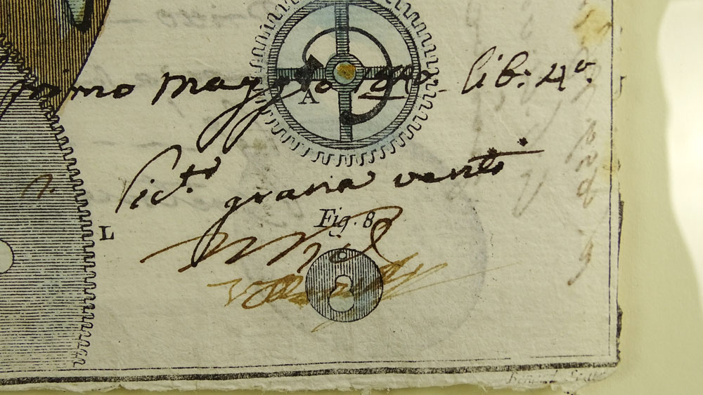 Two (2) 19th Century Manuscripts Hand Decorated with Later Watercolor "Clock Works". 