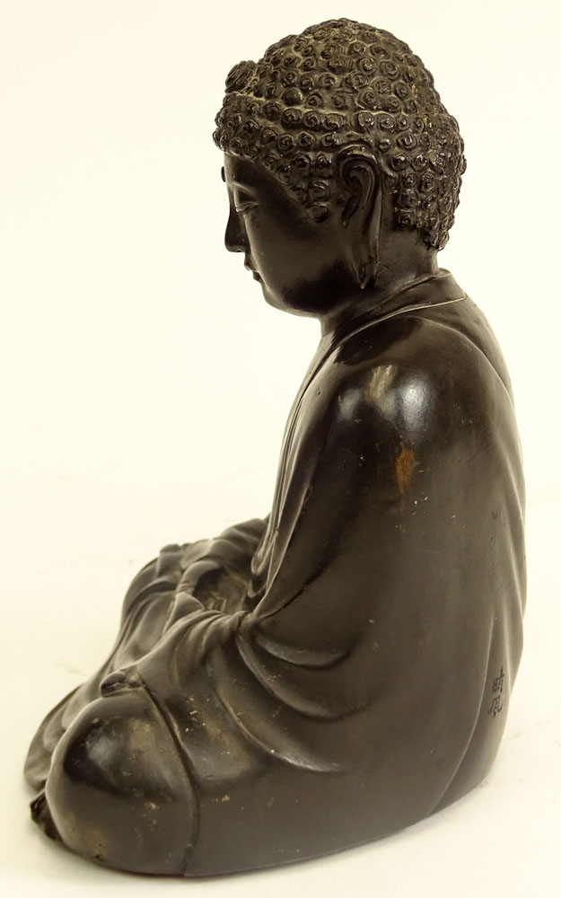 Antique Chinese Bronze Buddha Figure. Dark brown patina.