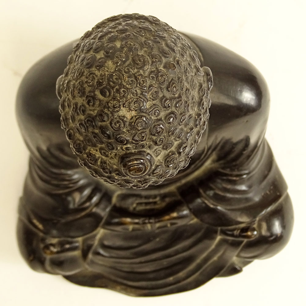 Antique Chinese Bronze Buddha Figure. Dark brown patina.