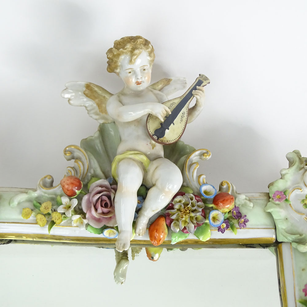 20th Century Dresden Porcelain Figural Mirror.