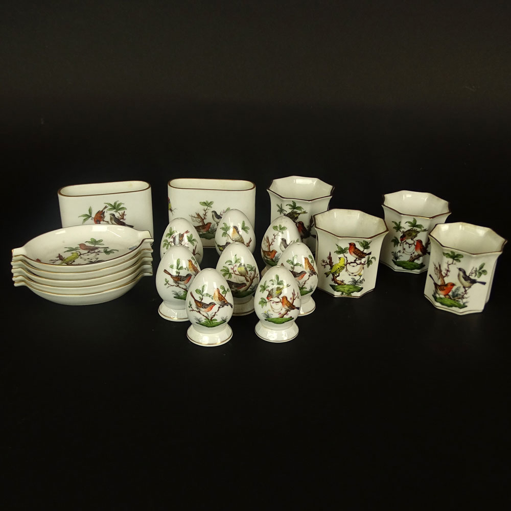 Collection of Herend Rothschild Porcelain Tabletop Items.
