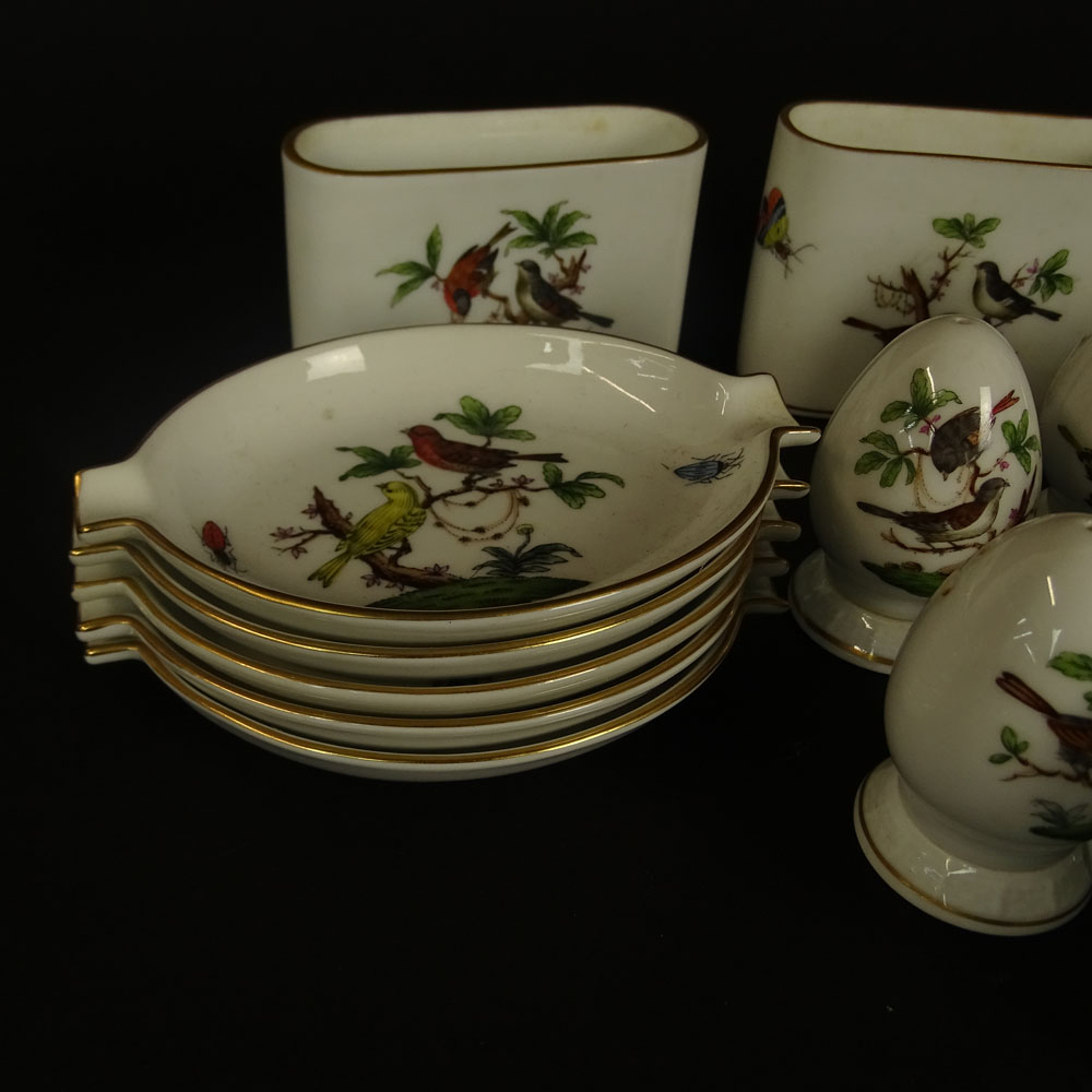 Collection of Herend Rothschild Porcelain Tabletop Items.