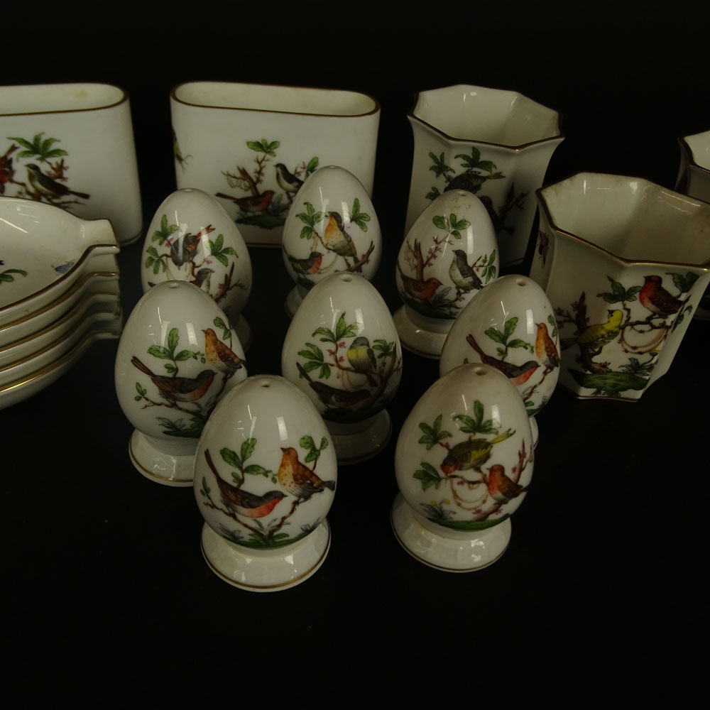 Collection of Herend Rothschild Porcelain Tabletop Items.