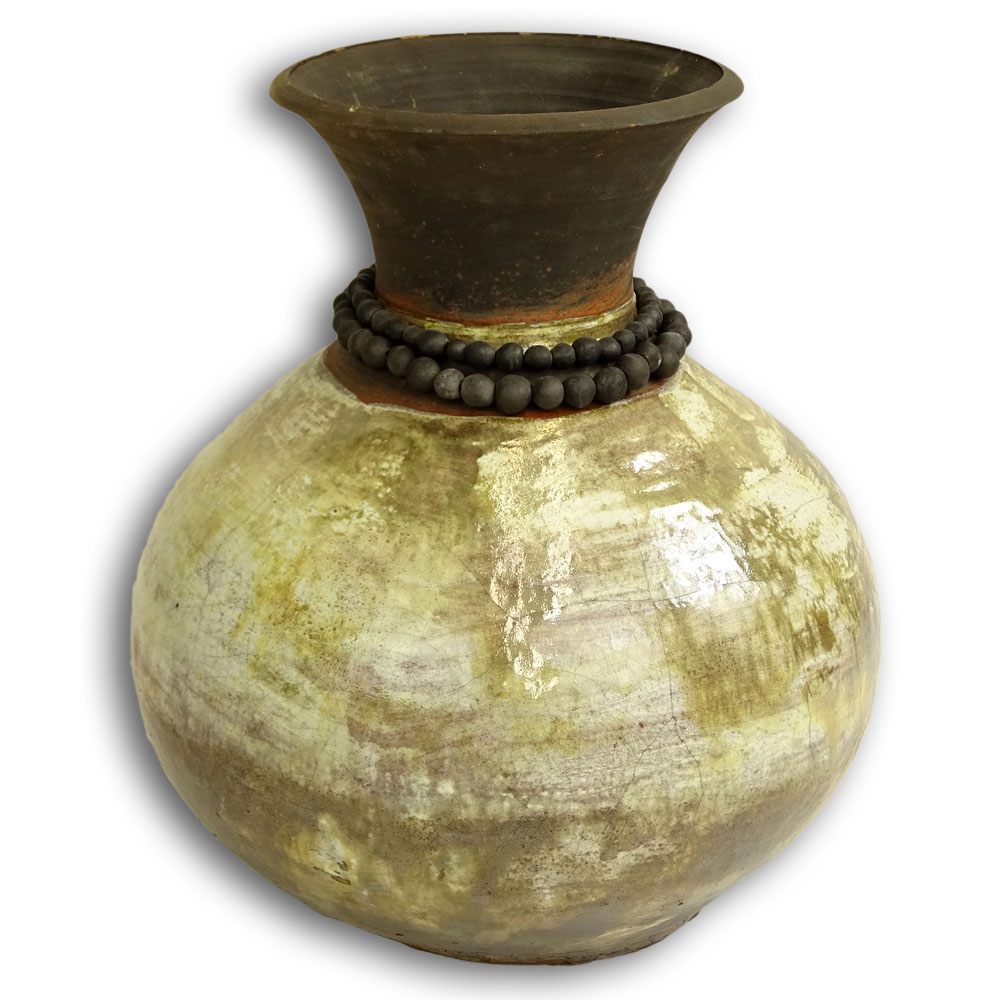 Modern Studio Raku Art Pottery Vase.