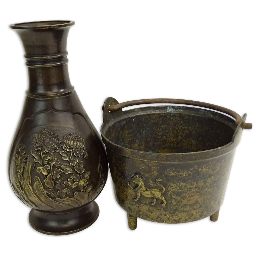 Two (2) Japanese Bronze Vessels.