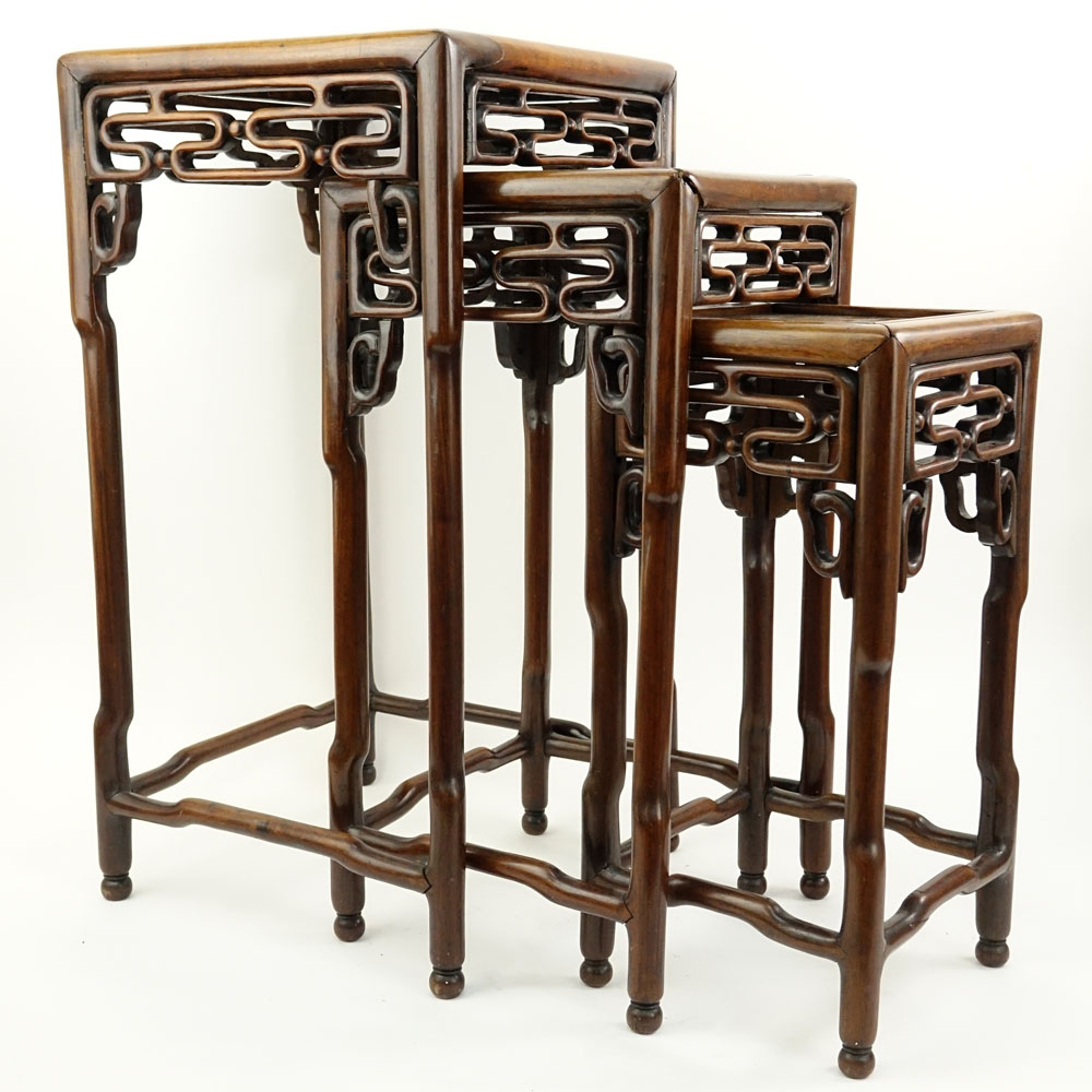 Set of Three (3) Chinese Hardwood Nesting Tables.