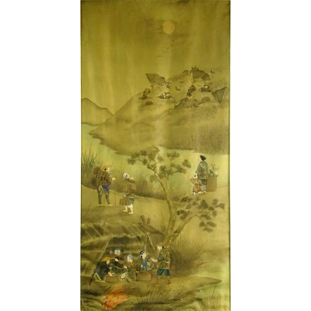 Large Vintage Hand Painted Chinese Scroll.