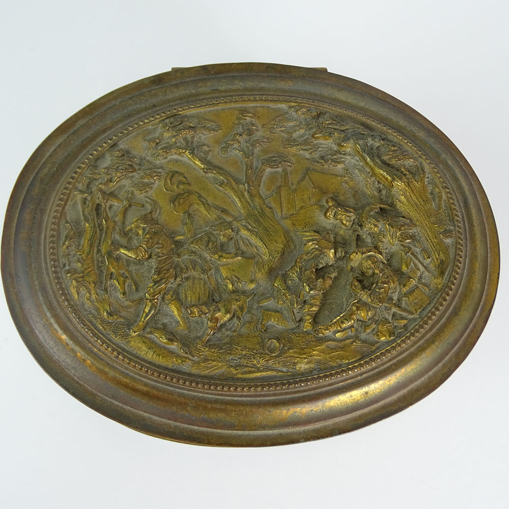 Antique America Gilt Silver Plated Figural Dresser Box.