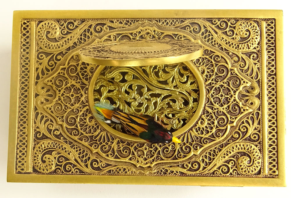 Antique Gilt Bronze German K.G. Singing Bird Box Automaton.