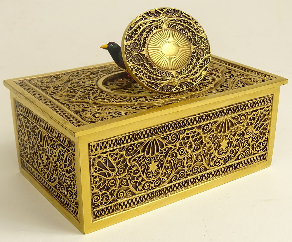 Antique Gilt Bronze German K.G. Singing Bird Box Automaton.