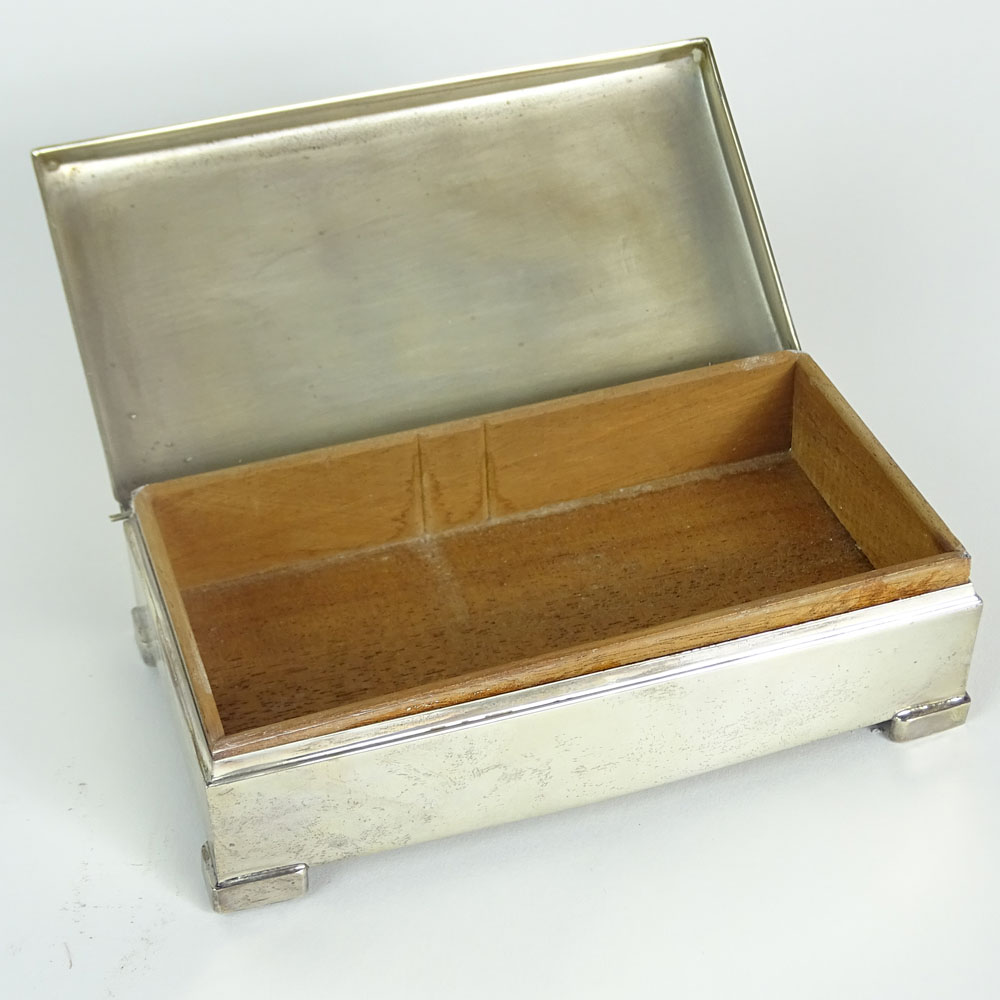 Vintage Poole Sterling Silver Wood Lined Box.