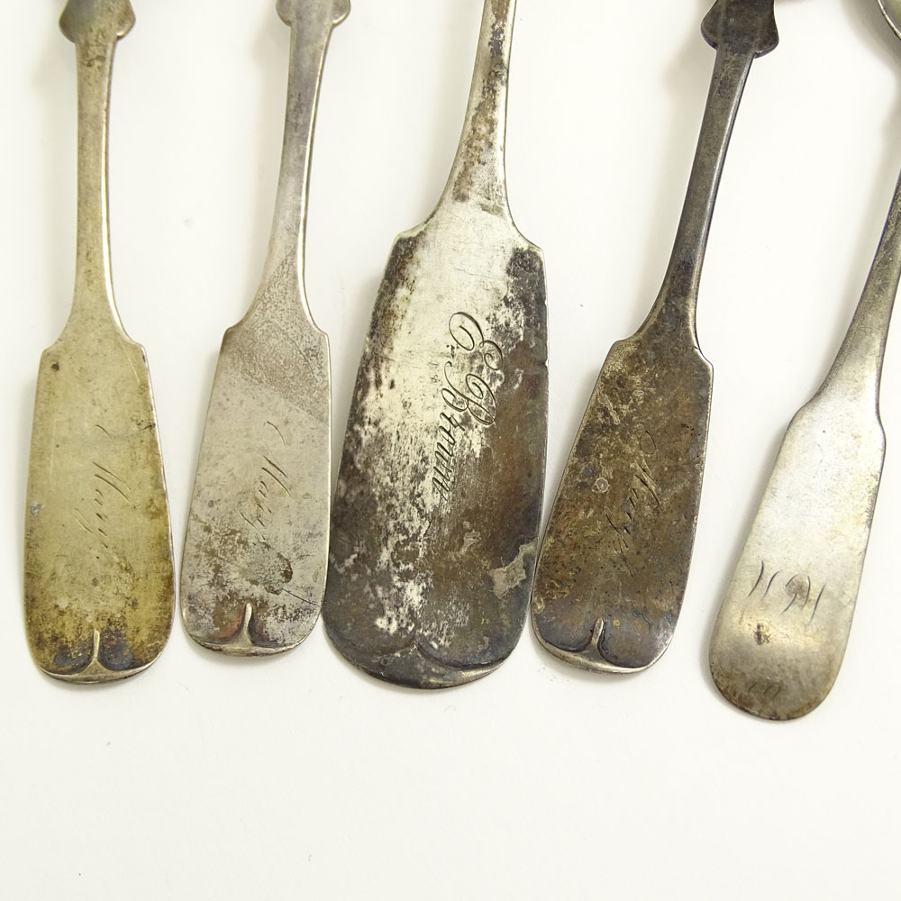 Collection of Five (5) American Antique Coin Silver Spoons