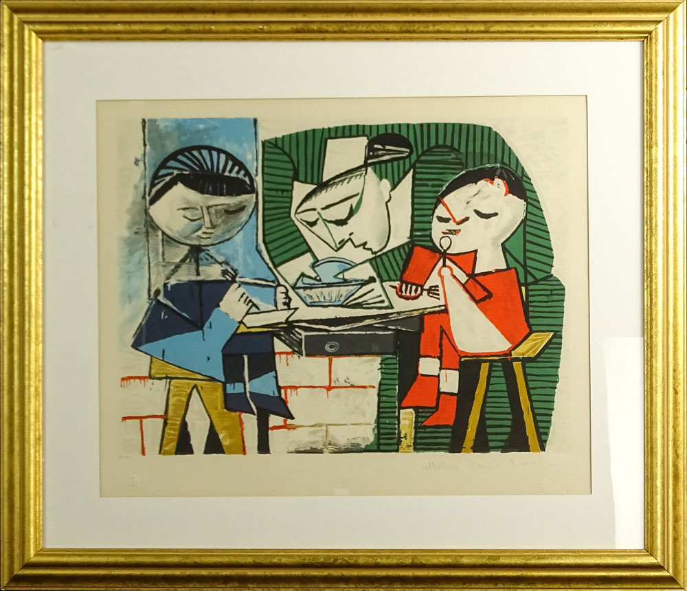 after: Pablo Picasso, Spanish (1881-1973) Marina Picasso Estate Lithograph "Le Repas des Enfants" 