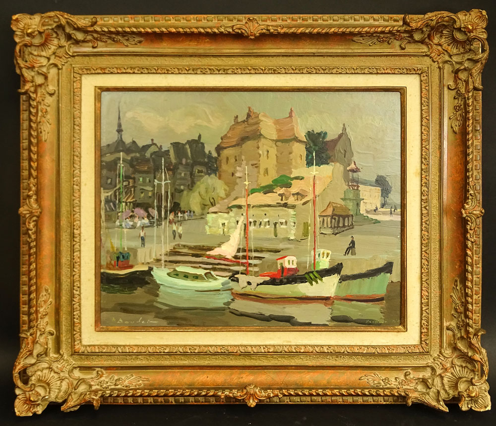 Pierre Boudet, French (1915/25-2010) Oil on Panel, "Honfleur". 