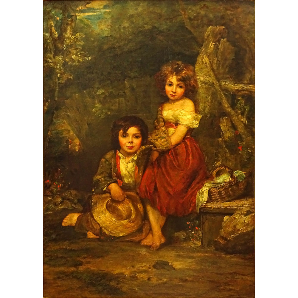 William Frederick Witherington, British (1785-1865) Oil on Canvas, "The Young Picnickers". 