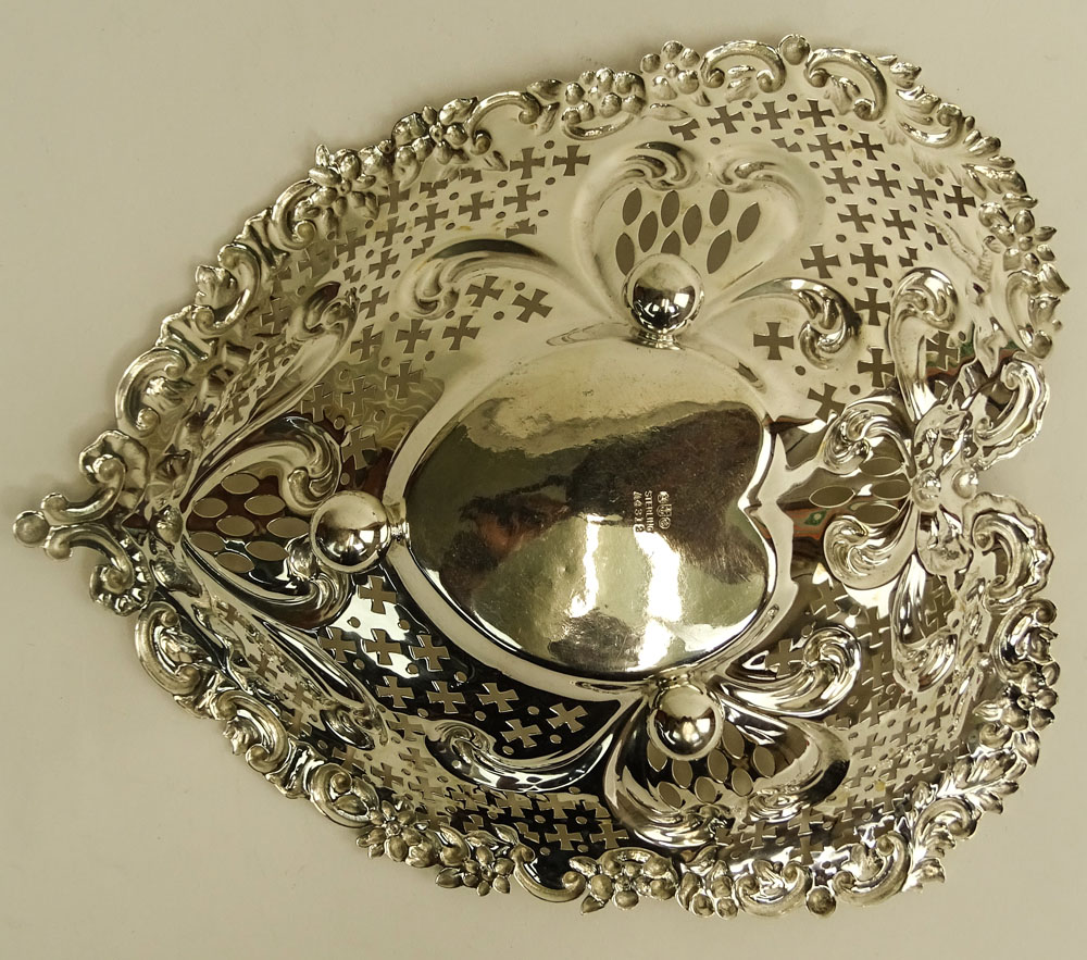 Gorham Sterling Silver Reticulated Heart Shape Basket.