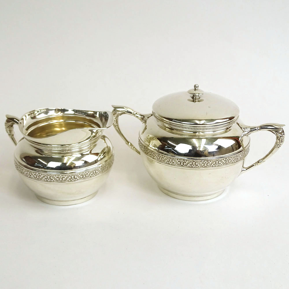 Gorham Sterling Silver Covered Sugar and Creamer.