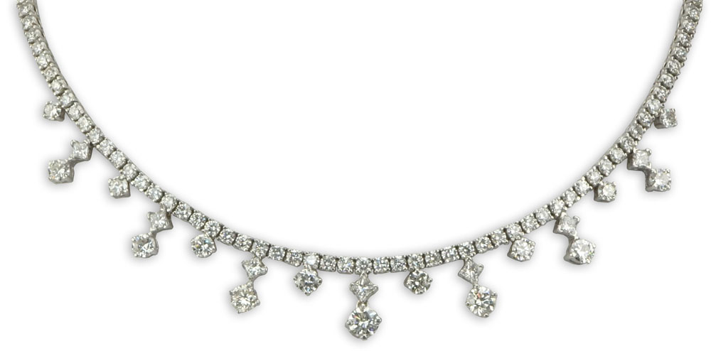 Lady's Approx. 21.50 Carat Round Brilliant Cut Diamond and Platinum Necklace