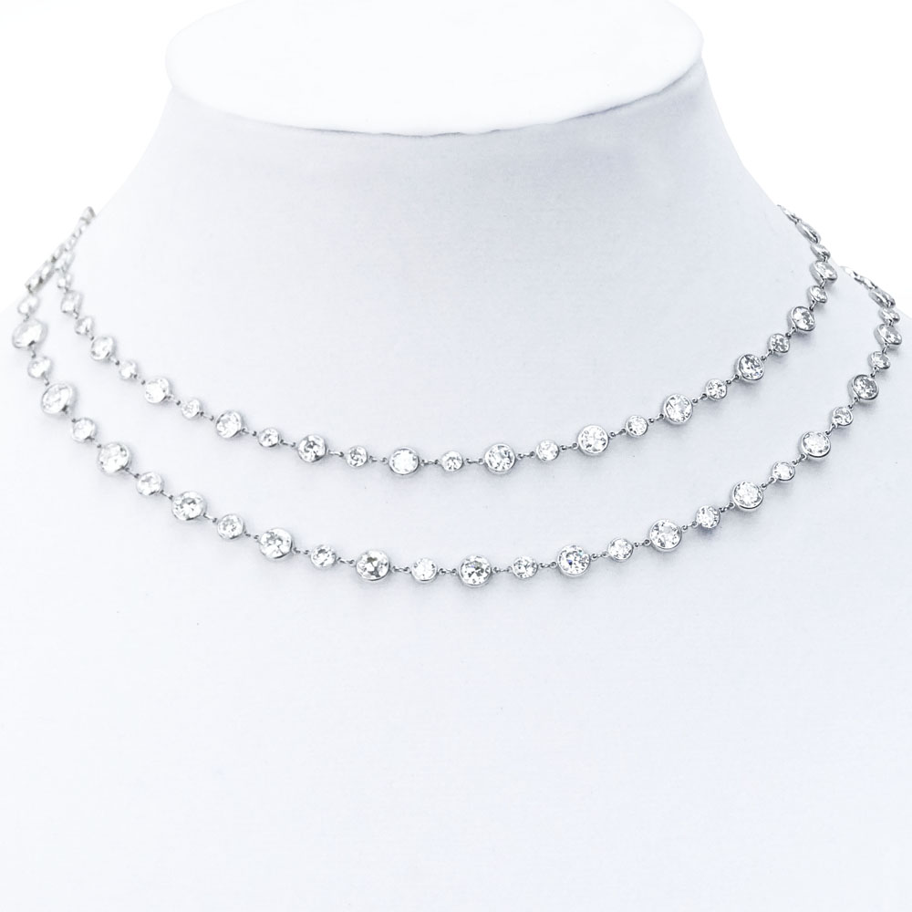 Approx. 31.0 Carat, One Hundred and Six Round Brilliant Cut Diamond and Platinum "Diamonds by the Yard" Necklace