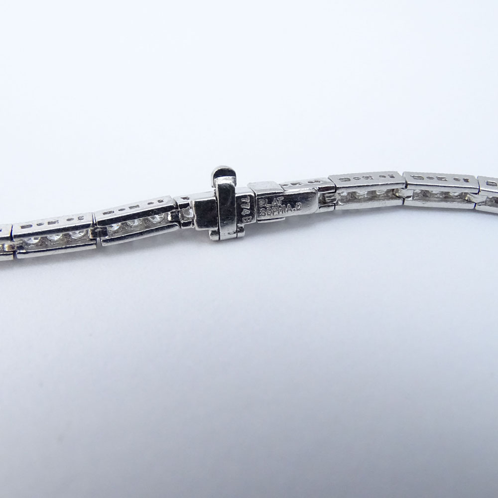 Art Deco Design Approx. 11.10 Carat Diamond, Sapphire and Platinum Pendant Necklace
