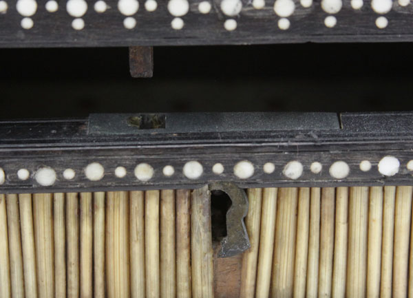 An Ebonised Wood, Bone and Porcupine Quill Box. 