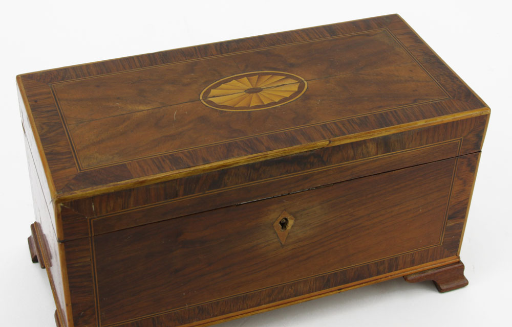 Antique English Inlaid Mahogany Jewelry Box