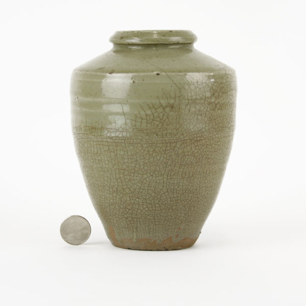 Chinese Yuan Dynasty Glazed Earthenware Pottery Vase.