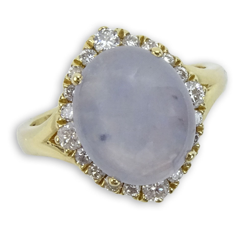 Approx. 4.11 Carat Star Sapphire, .63 Carat Round Brilliant Cut Diamond and 14 Karat Yellow Gold Ring