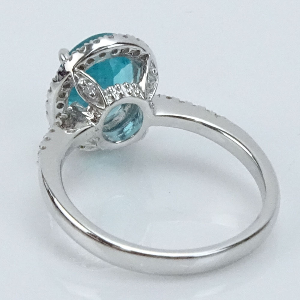 Approx. 2.53 Carat Oval Cut Apatite and 18 Karat White Gold Ring