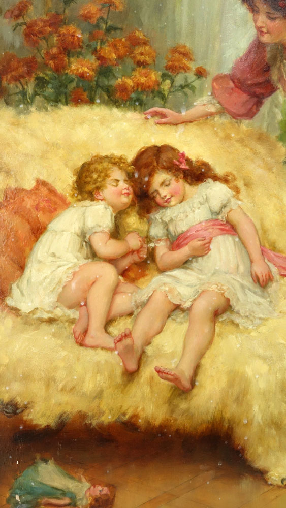 J. Bouchier, (19/20th C) Oil on panel "Nap Time"