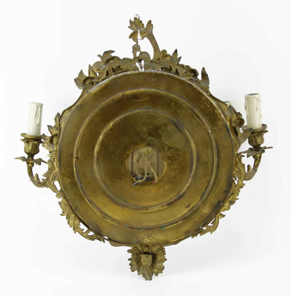 19th Century French Bronze Mounted Reverse Painted Glass Sconce